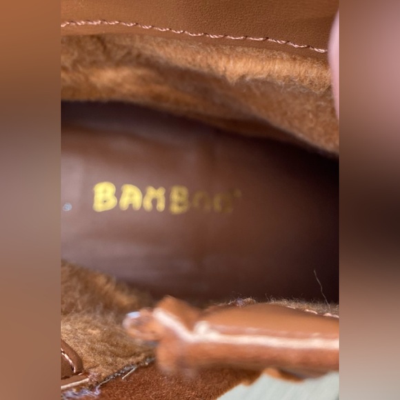 Bamboo - Woman’s camel color ankle faux side boots with 4” block heels, Size: 8 - Picture 7 of 9